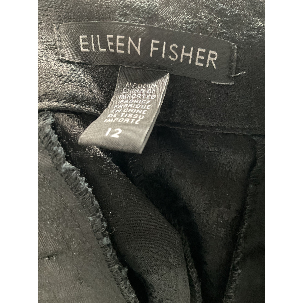 Eileen Fisher Black Cotton/Polyester Canvas Cropped Pants