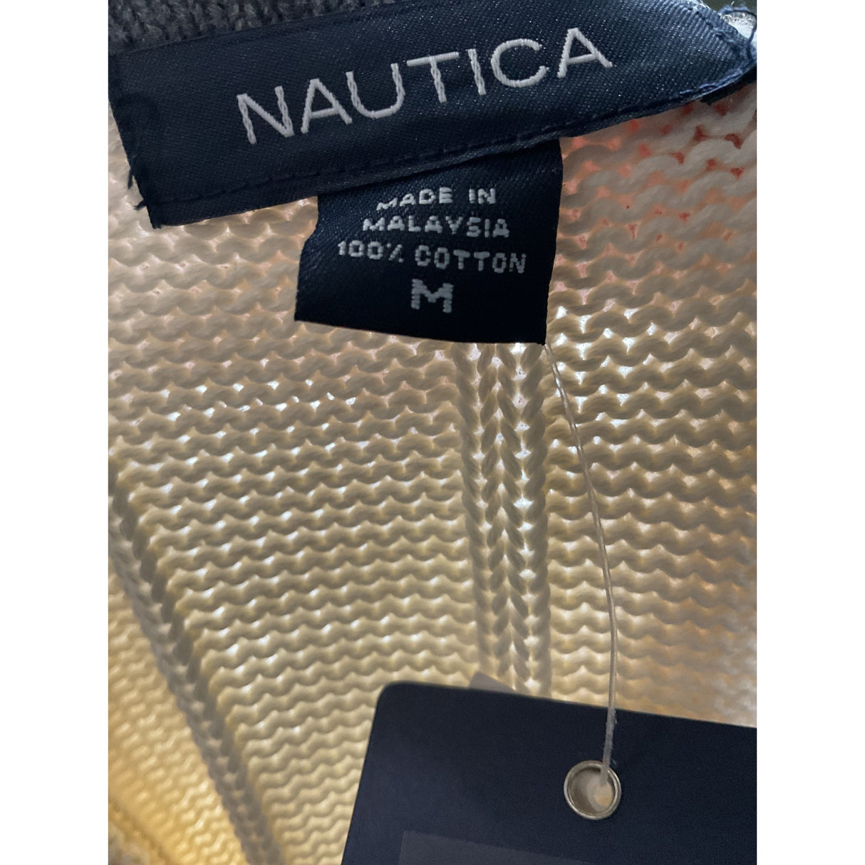 Nautica Cream Cotton Pullover Sweater, Medium