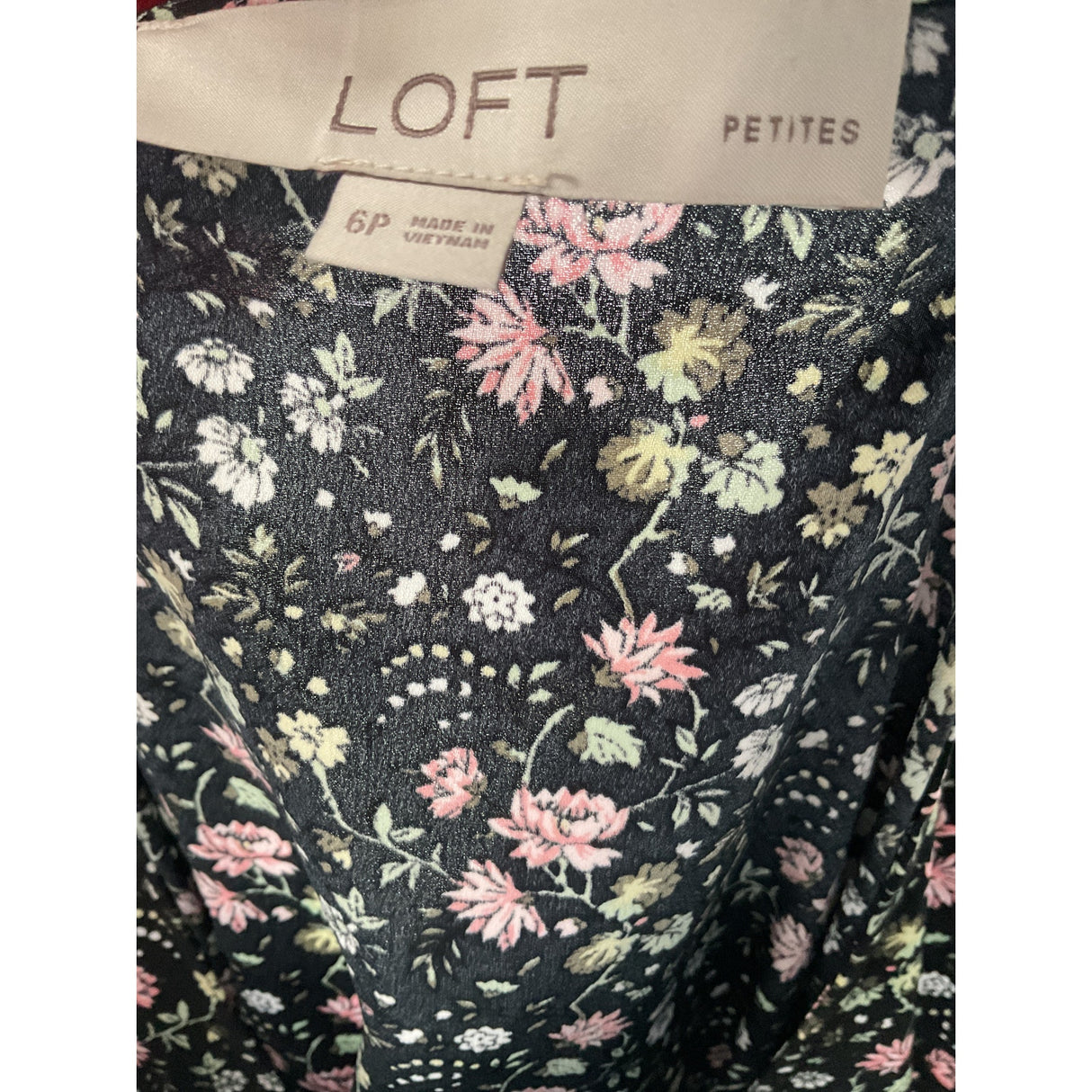 LOFT Black Floral Wrap Dress, Size 6P