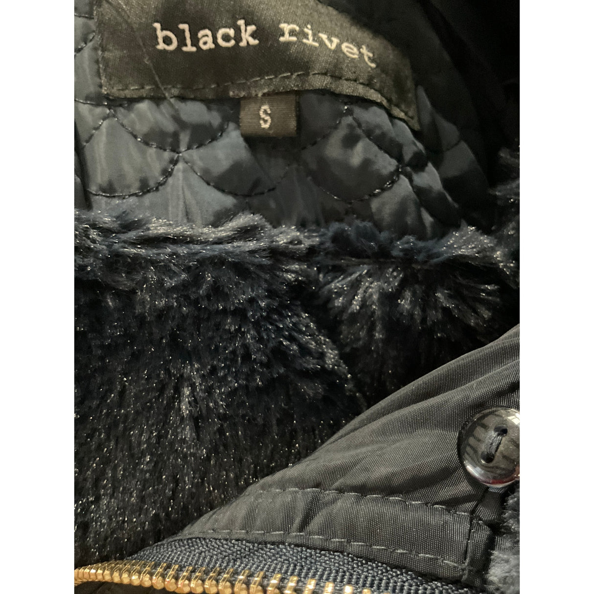 Black Rivet Blue Puffer Jacket - Size S