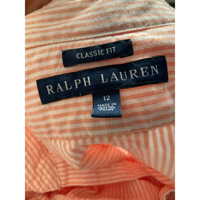 Ralph Lauren Womens Orange Button-Up Top Size 12