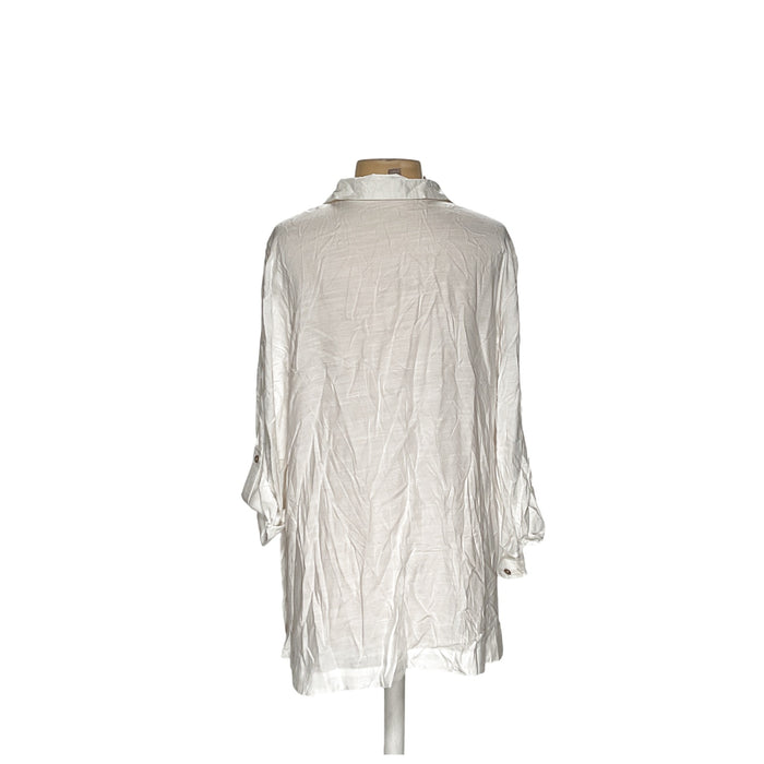 Chico's White Cotton Button-Up Top (Size 3)