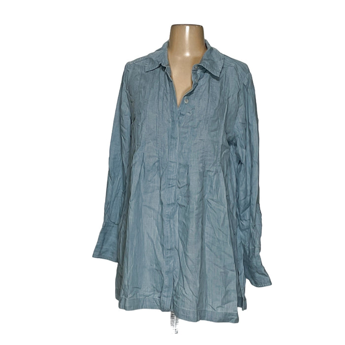 Soft Surroundings Blue Button-Up Top - Lyocell, Size S