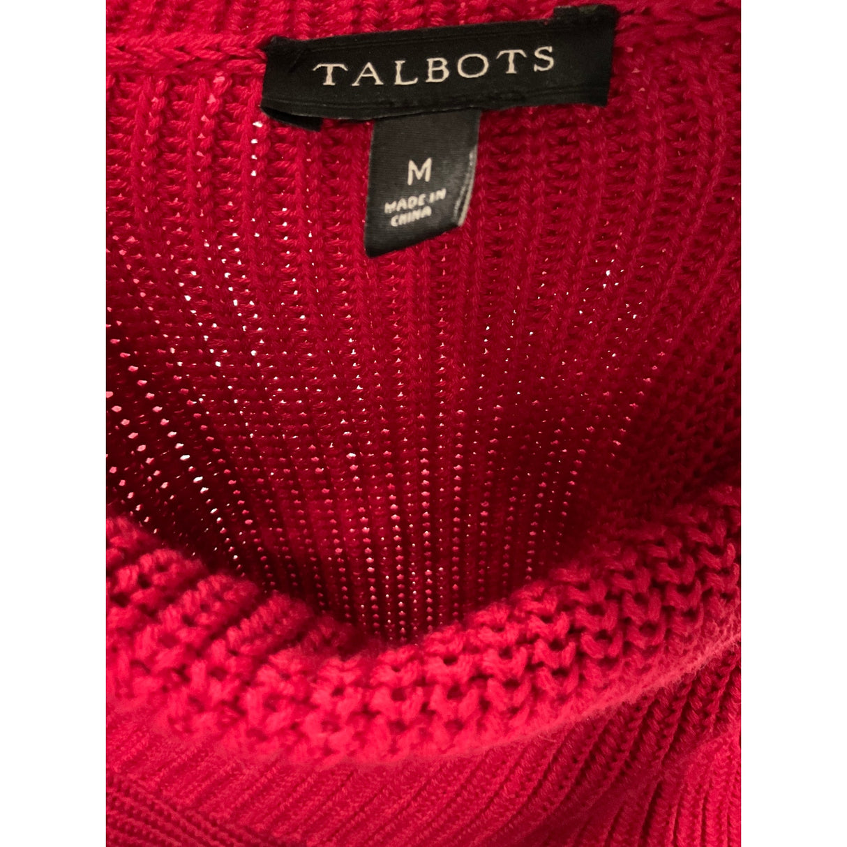 Talbots Red Cotton Crochet Pullover Sweater