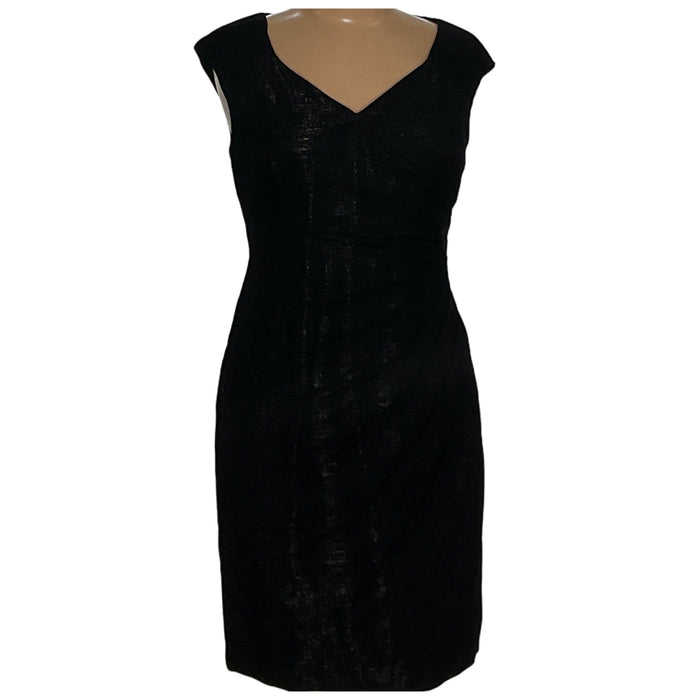 Adrianna Papell A-Line Black Midi Dress - Women's Size 10P