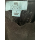 CeCe Black Cotton Knit Blouse, Size S