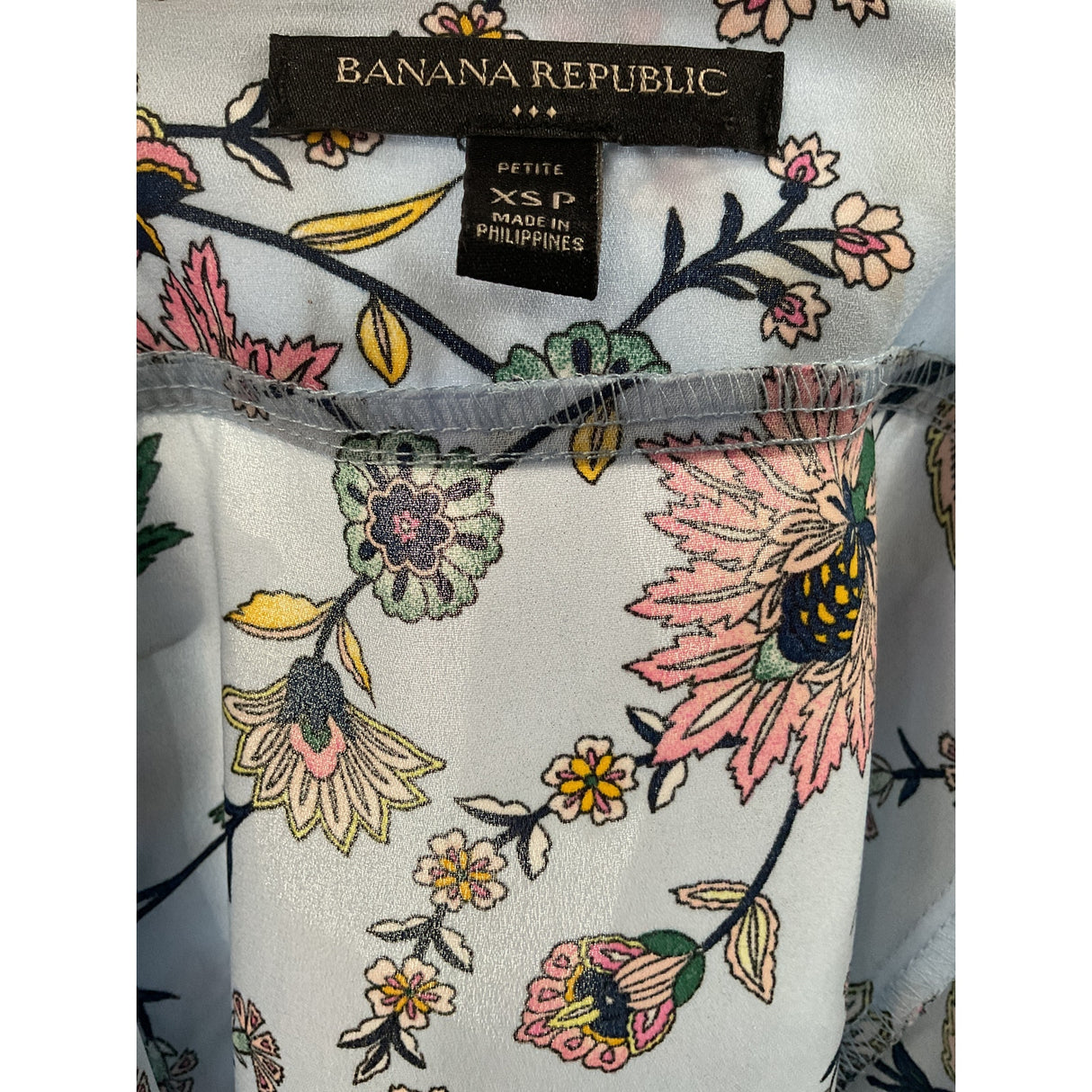 Banana Republic Blue Floral Blouse XS Petites