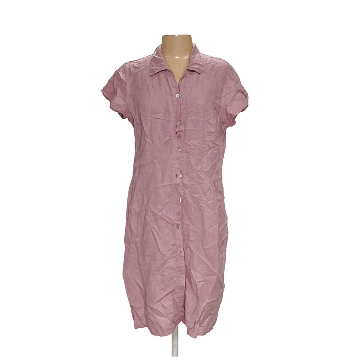 J.JILL Pink Linen Midi Shirt Dress L