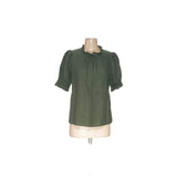 J. Crew Green Linen XS Blouse