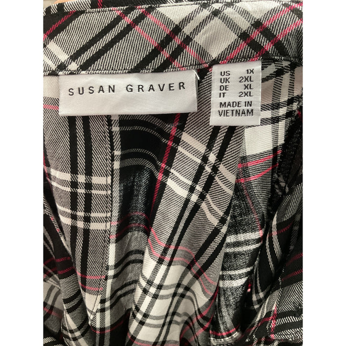 Susan Graver 1X Multicolor Button-Up Rayon Top