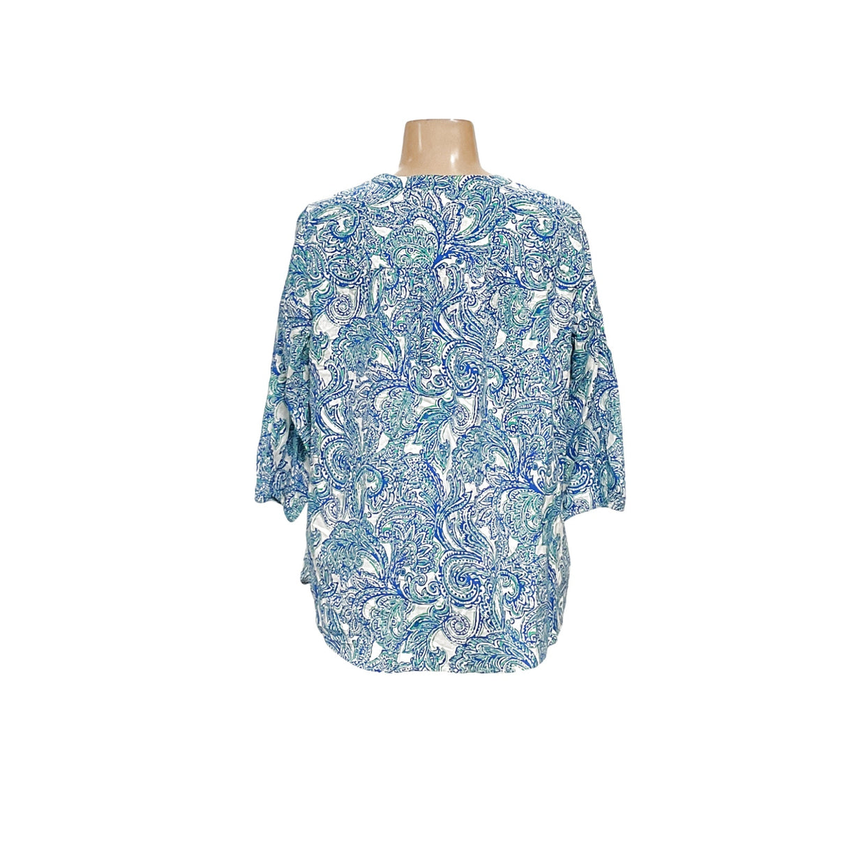 Jones New York Blue Paisley Linen Blouse