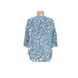 Jones New York Blue Paisley Linen Blouse