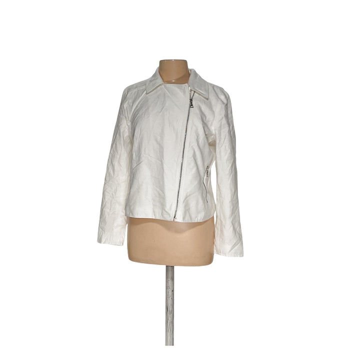 Ann Taylor White Lyocell Motorcycle Jacket, Women's Size 10