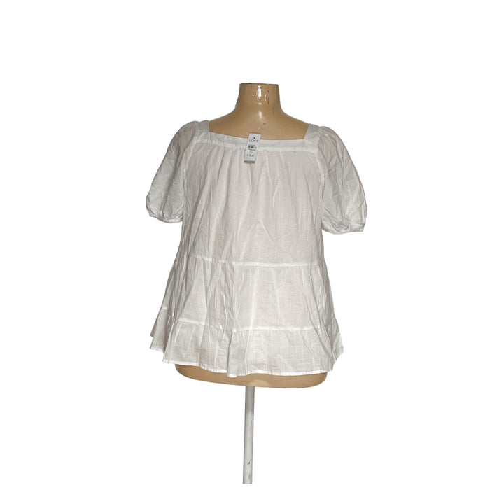 LOFT White Cotton Blouse - XXL Plus Size