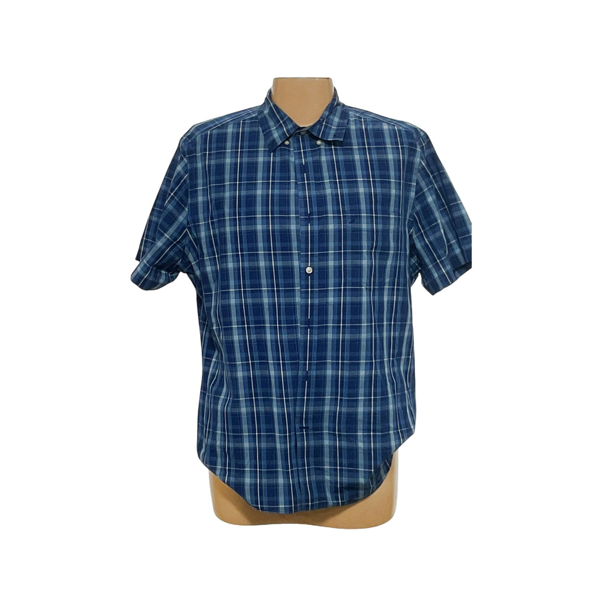 Nautica Blue Buffalo Plaid Short Sleeve Shirt XL