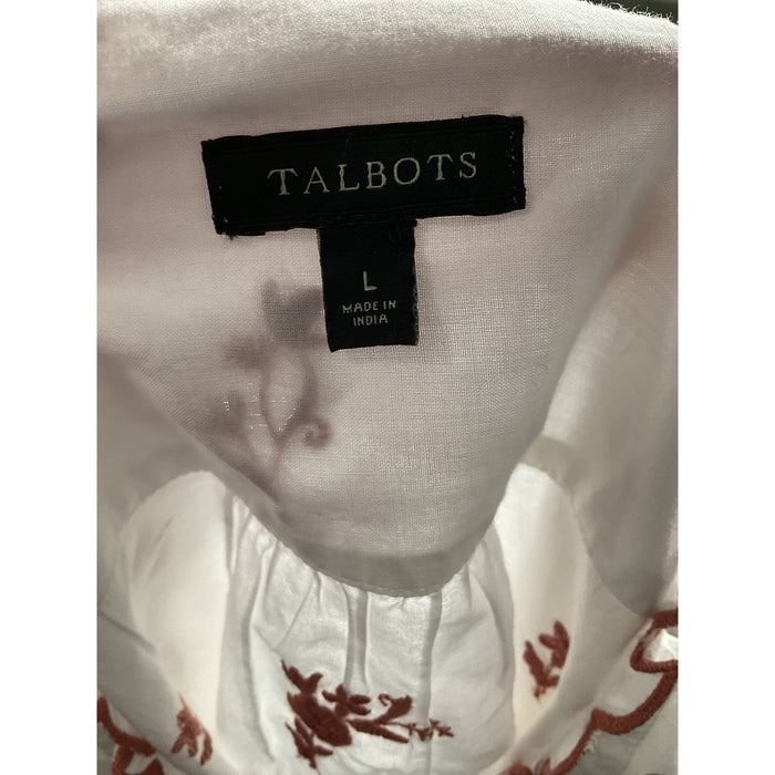 Talbots White 100% Cotton Button-Up Top - Women's L