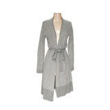 Tahari Gray Striped Cashmere Cardigan