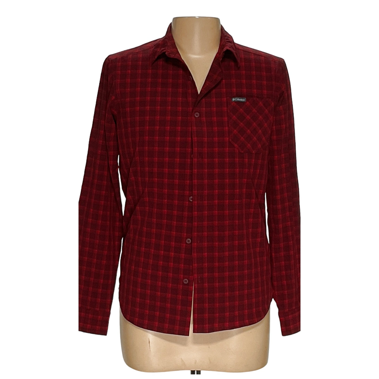 Columbia Men's Red Button-Up Shirt Size S