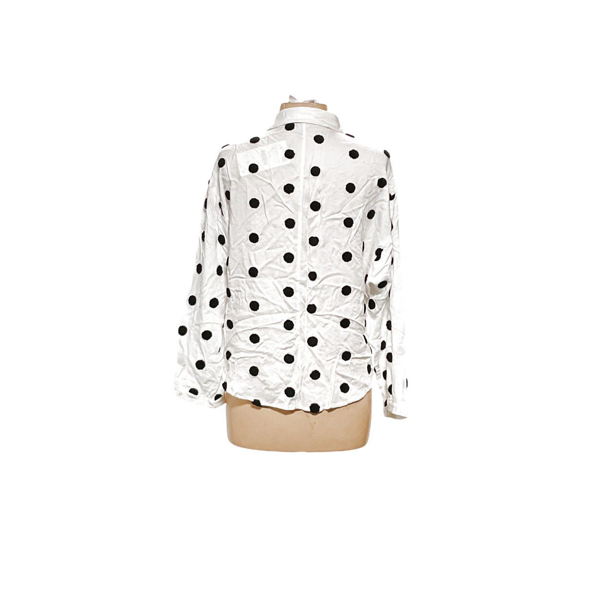 ZARA White Polka Dot Button-up Shirt, Size M