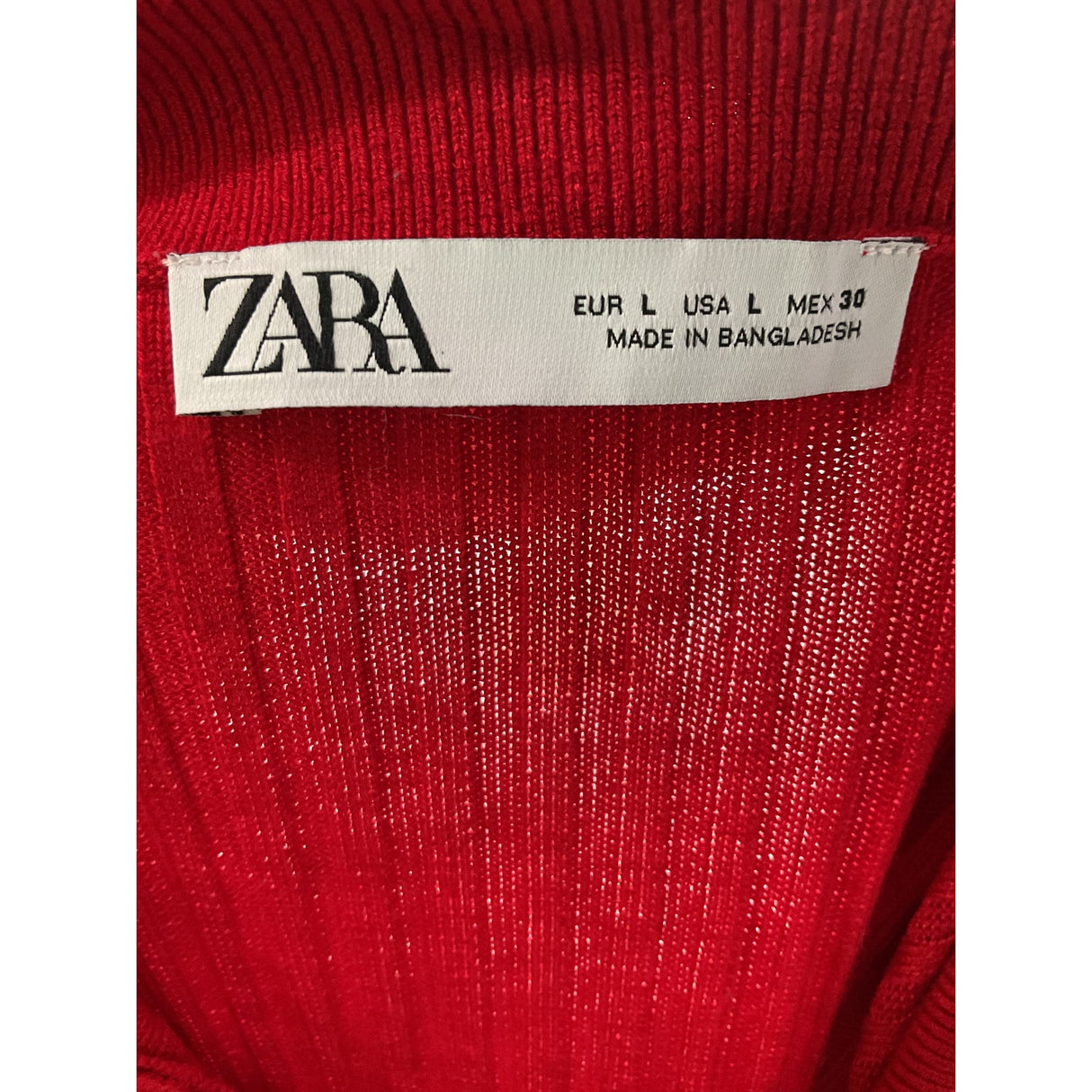 ZARA Red Viscose Button-Up Top - Size L