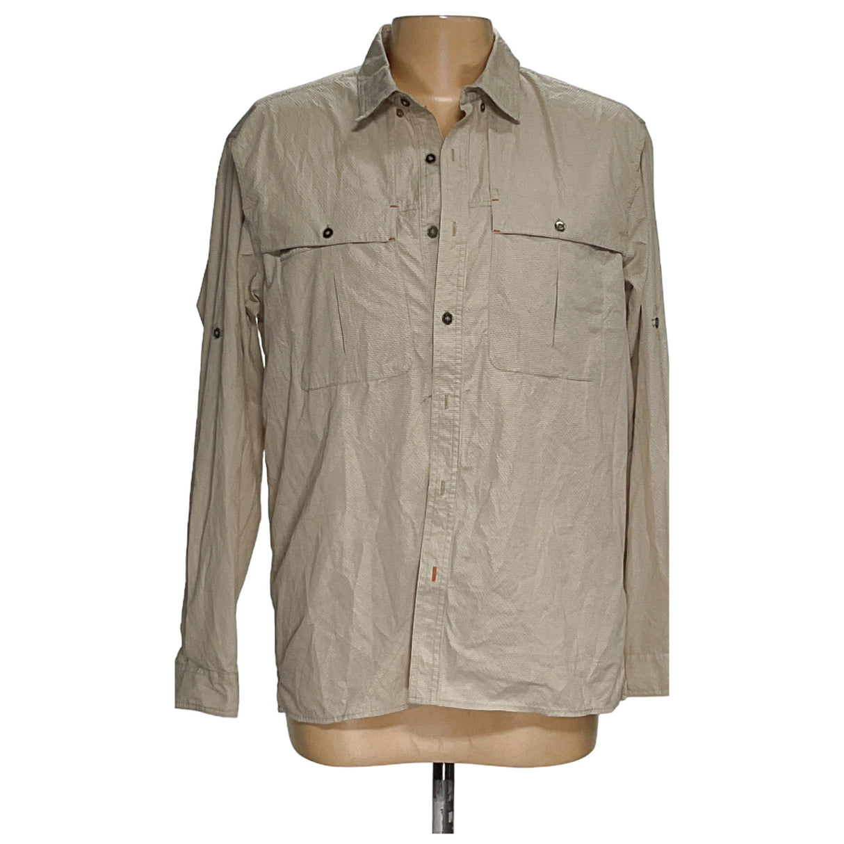 Orvis Men's Beige Button-Up Shirt