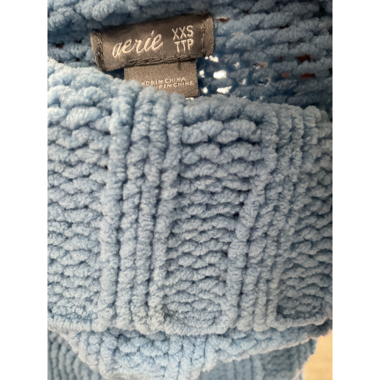 Aerie Blue Crochet Pullover Sweater - XXS