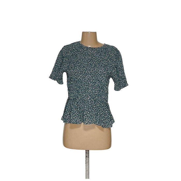 Ann Taylor Green Cotton Blouse XSP