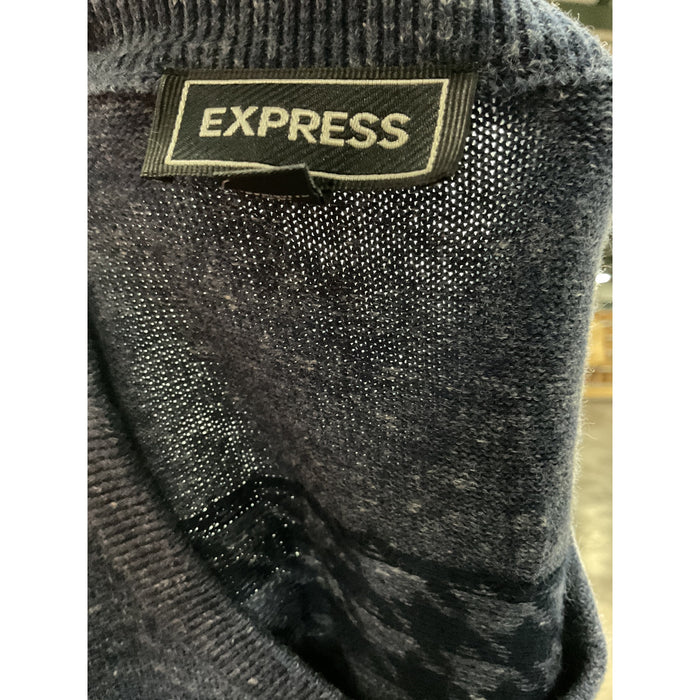 Express Men's Blue Cotton Pullover Sweater - Size L