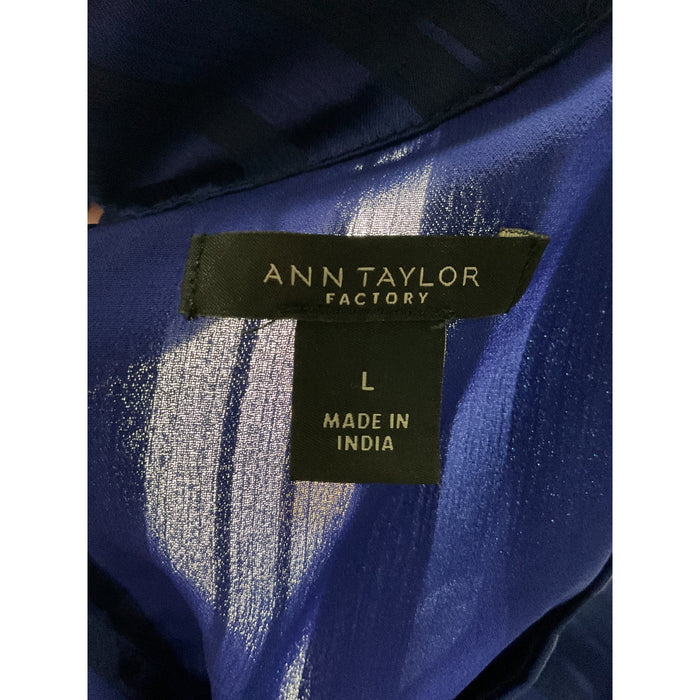 Ann Taylor Blue Cotton Blouse L