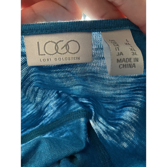 LOGO Blue Cotton Activewear Top L