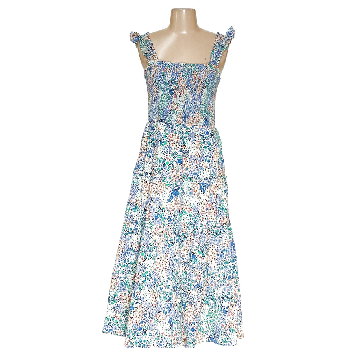 J. Crew Blue Floral Midi Dress, Size M