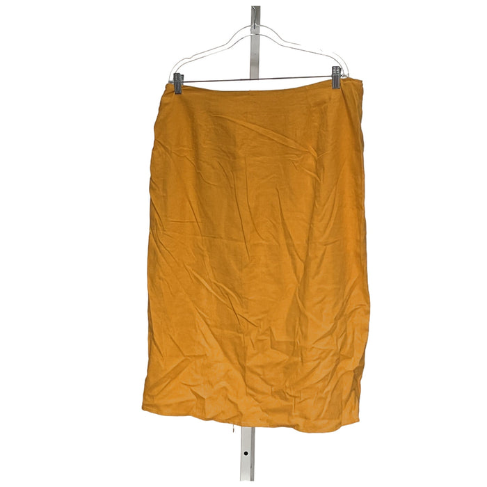 MARC NEW YORK Yellow Linen A-Line Skirt L