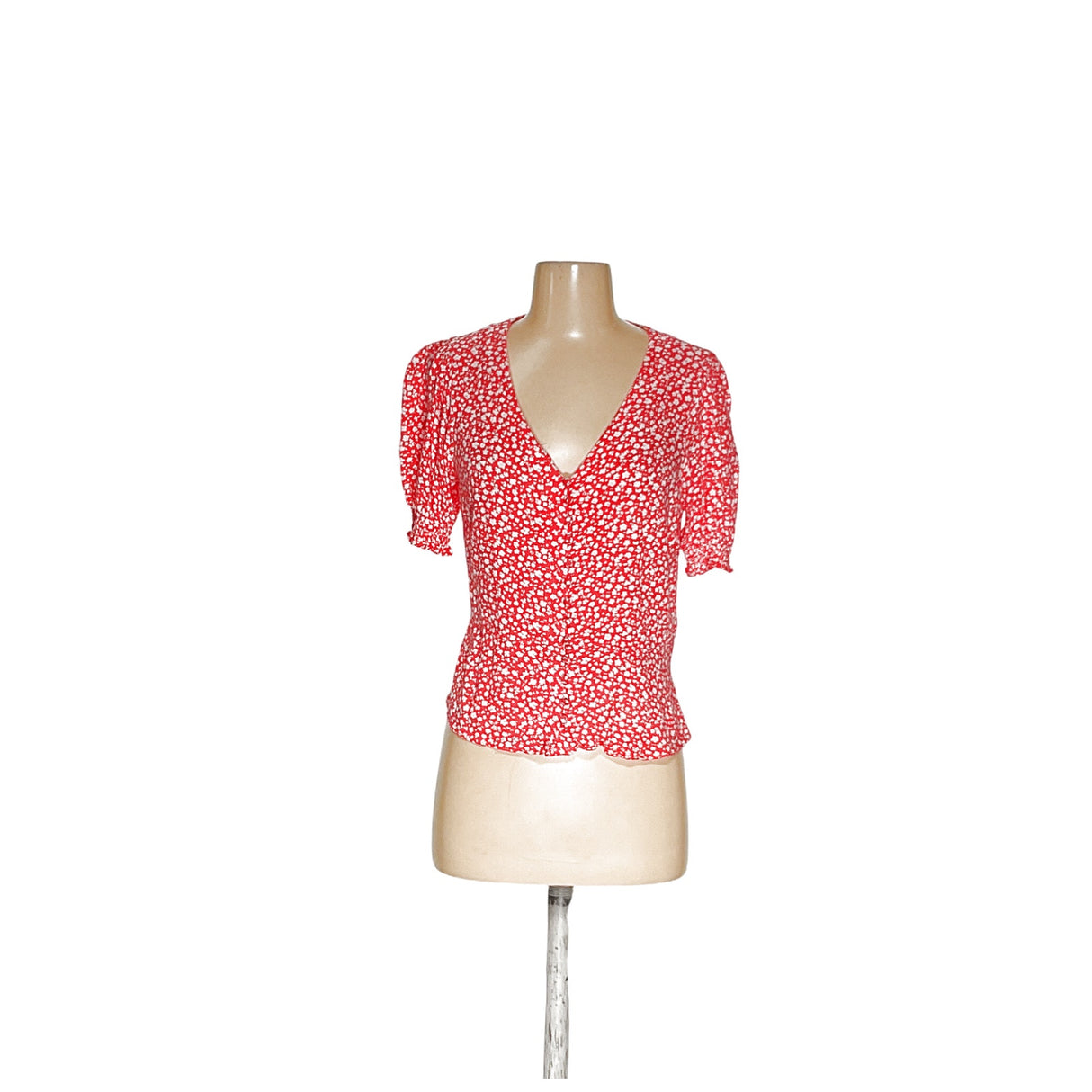 BR Orange Floral Rayon Button-Up - Women's Small