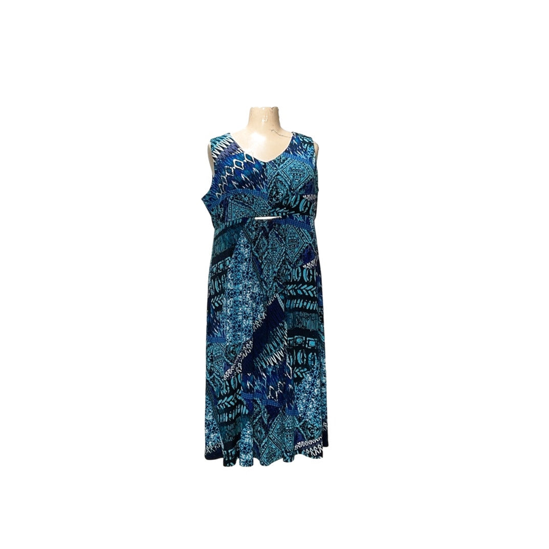 Catherines Blue Shift Dress - Midi, 2X