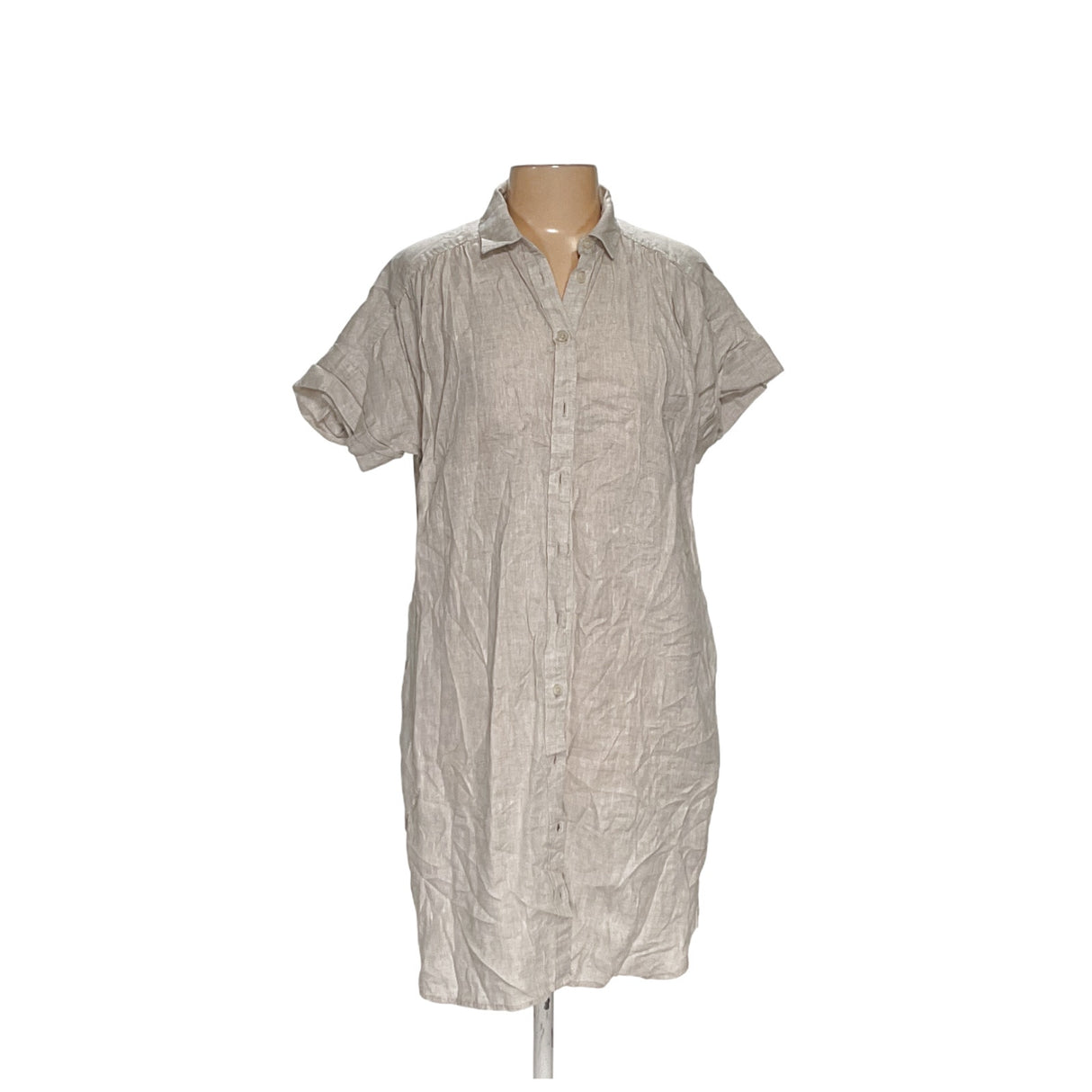 J. Crew Beige Linen Shirt Dress (S) - 39in