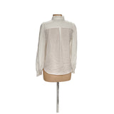 Ann Taylor Womens White Button-Up Top