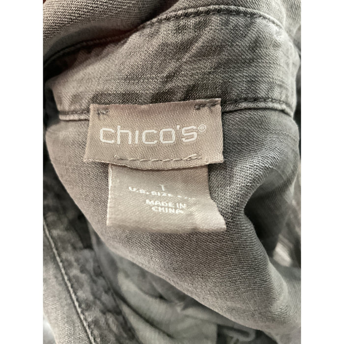 Chico's Gray 100% Cotton Button-Up Top