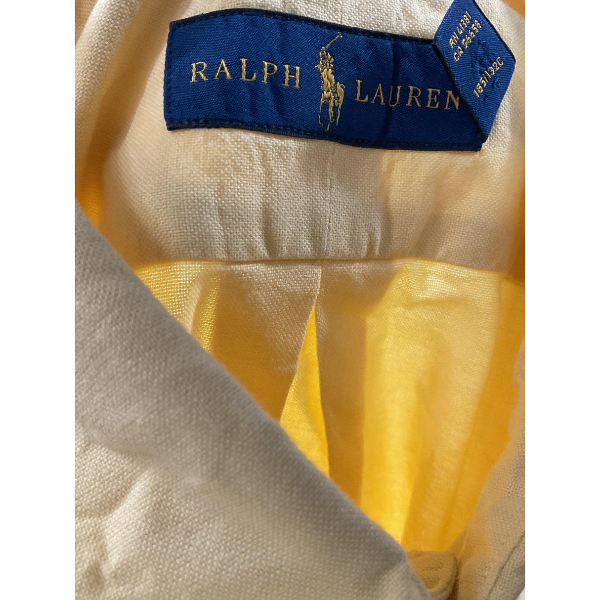 RALPH LAUREN Men's Yellow Cotton Short Sleeve Button-Up Shirt