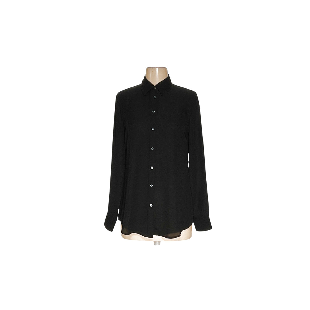 Banana Republic XS Black Button-Up Chiffon Top