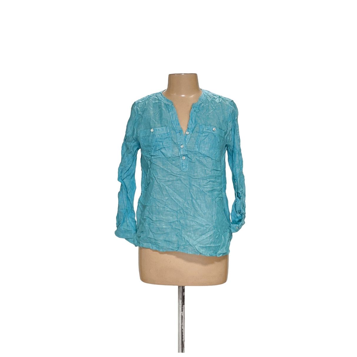 Talbots Blue Linen LP Blouse