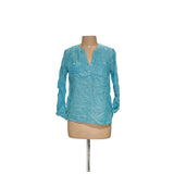 Talbots Blue Linen LP Blouse