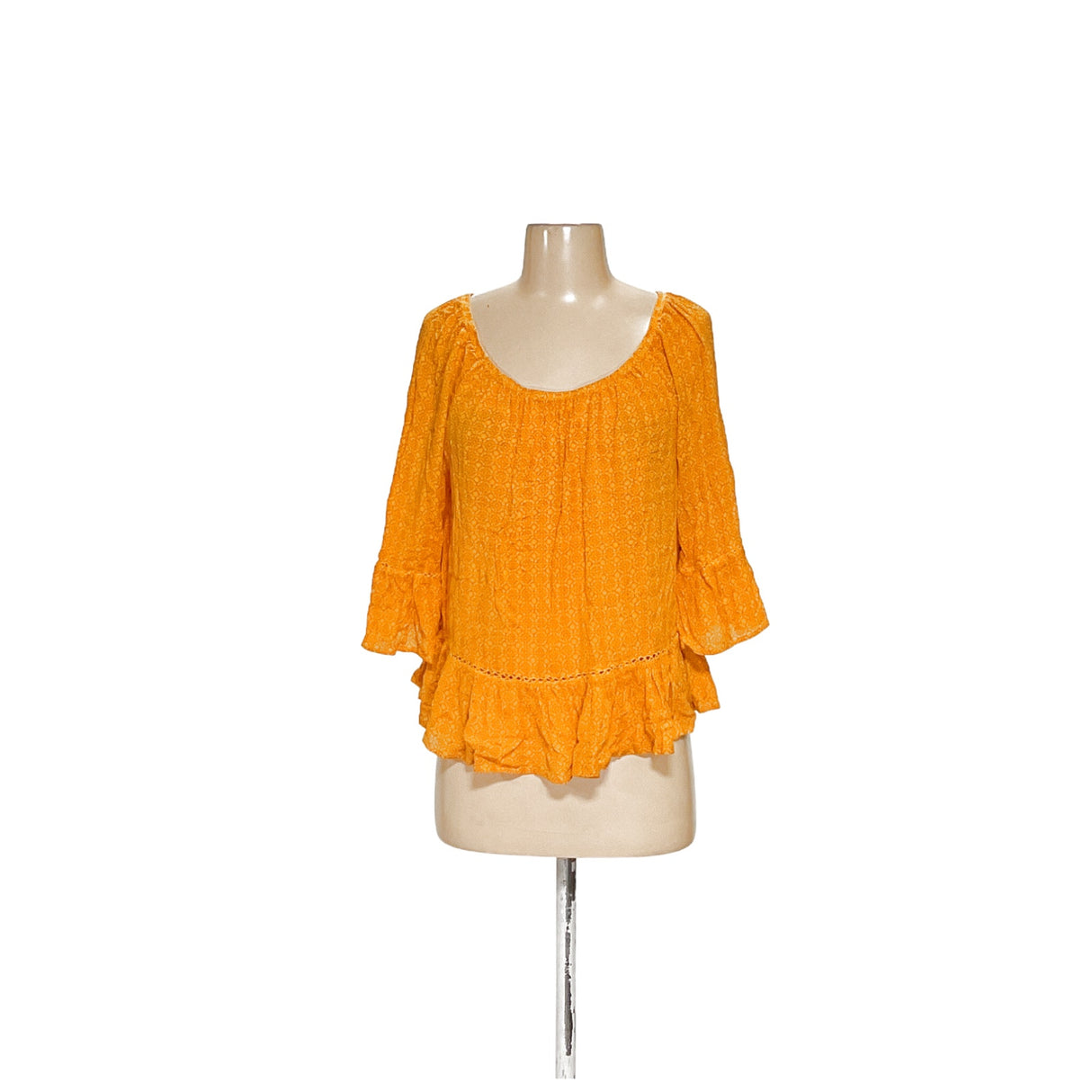 Democracy Ribbed Yellow Rayon Blouse - Women's M