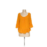 Democracy Ribbed Yellow Rayon Blouse - Women's M