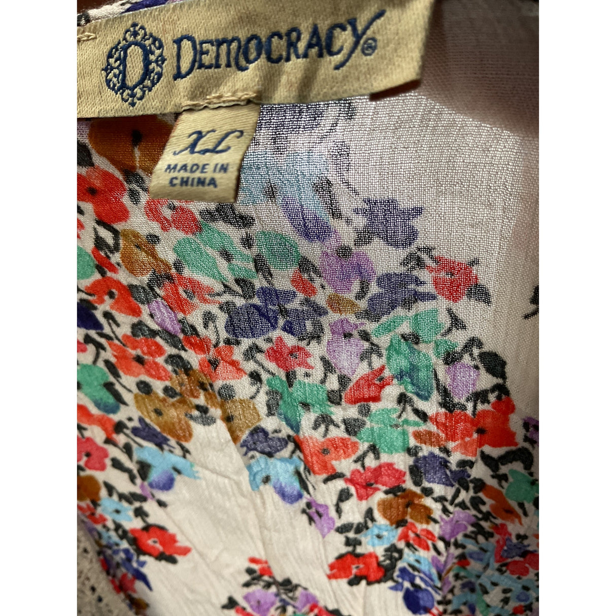 Democracy Multicolor Rayon Blouse XL Women's Top