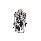 Calvin Klein Black Floral Chiffon Button-Up Top XS