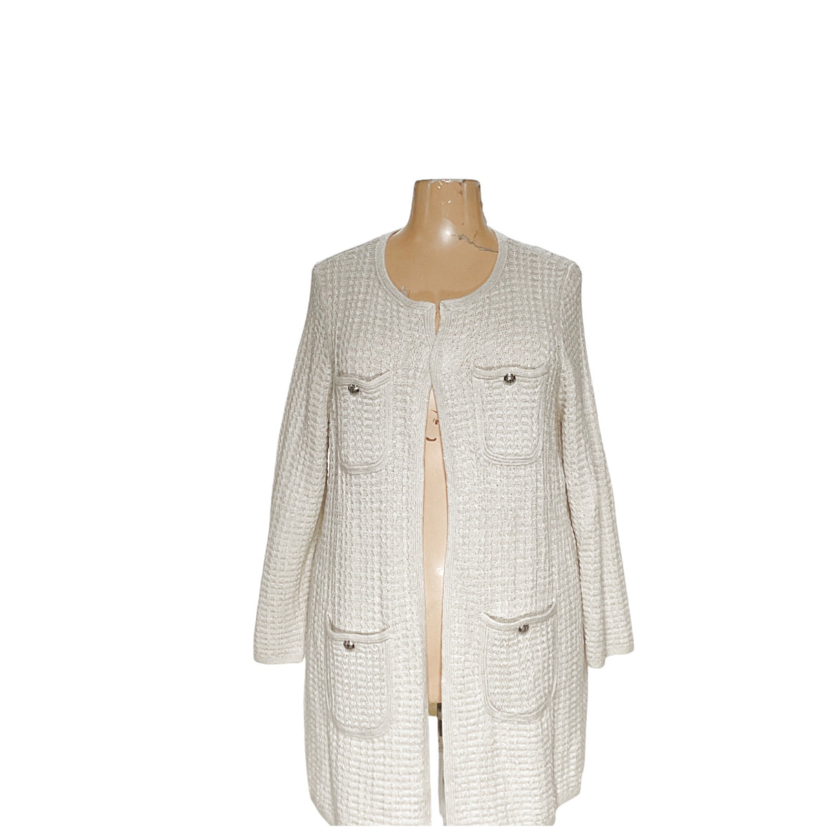 Talbots Cream Cotton Crochet Cardigan - Size 2X