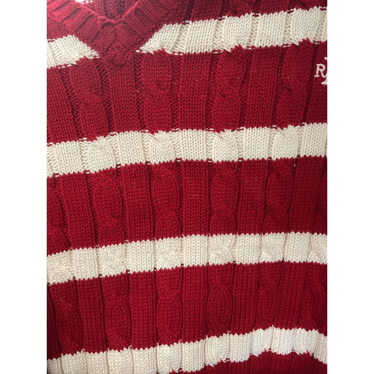 RALPH LAUREN Red Crochet Pullover Sweater L