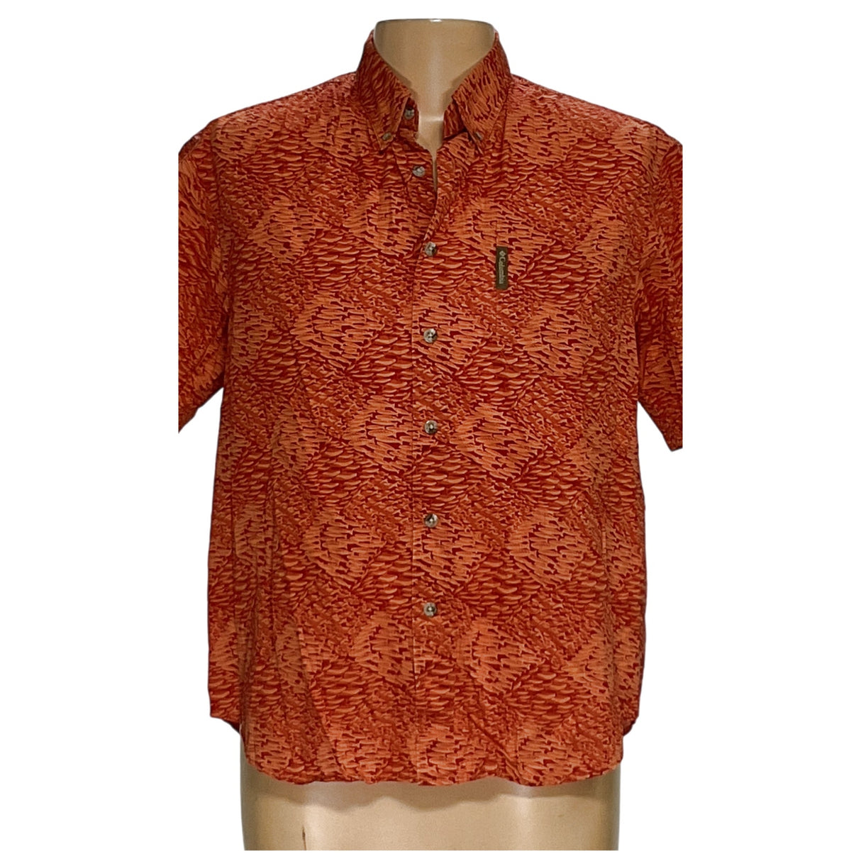 Columbia Orange Men's Short Sleeve Button-Up Shirt