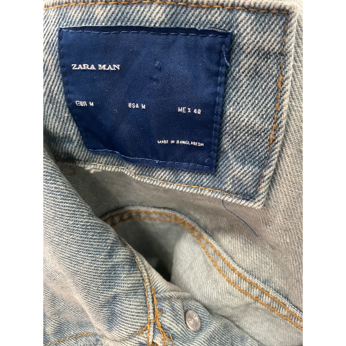 ZARA Blue Cotton Bomber Jacket