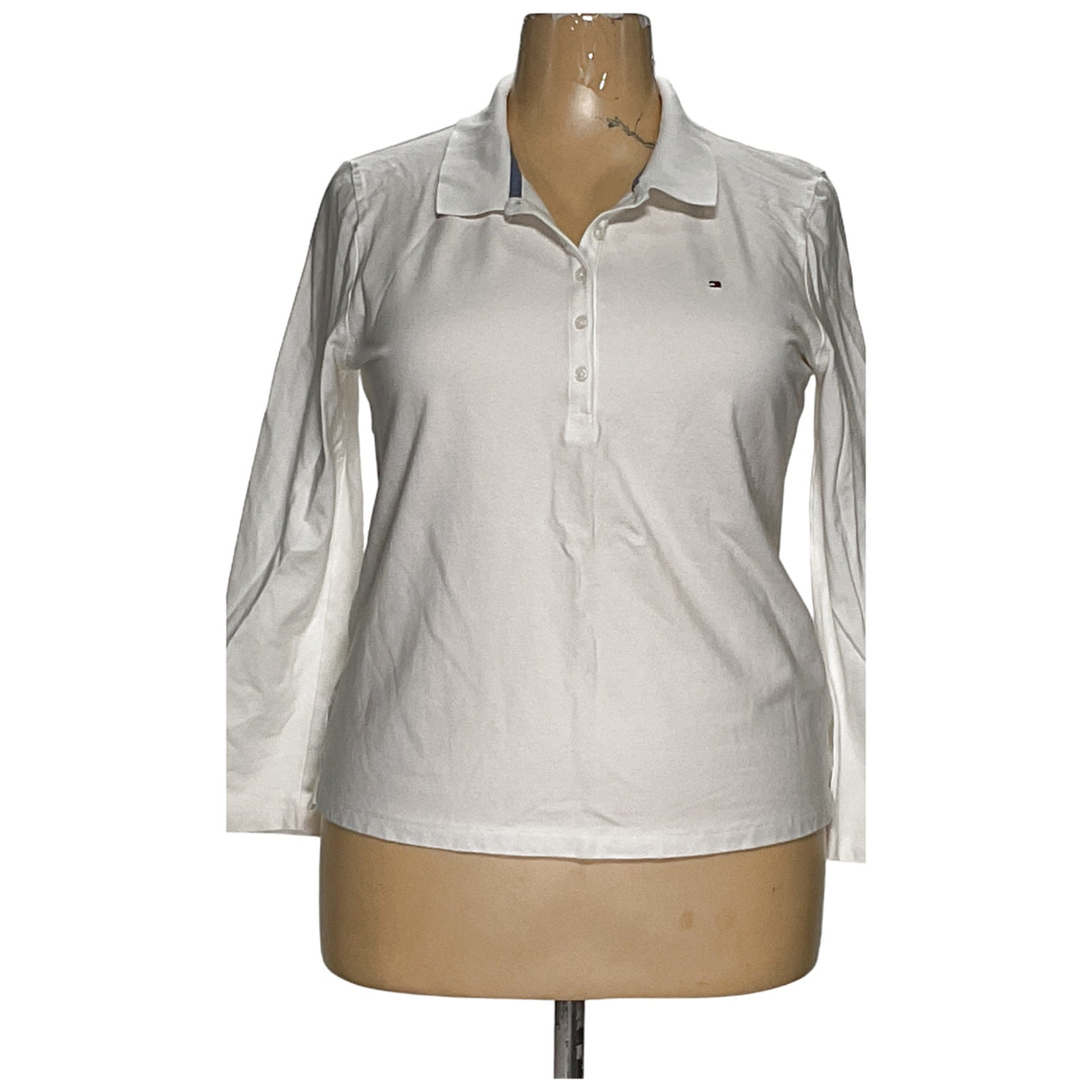 Tommy Hilfiger White Henley Sweater in Plus Size 2XL